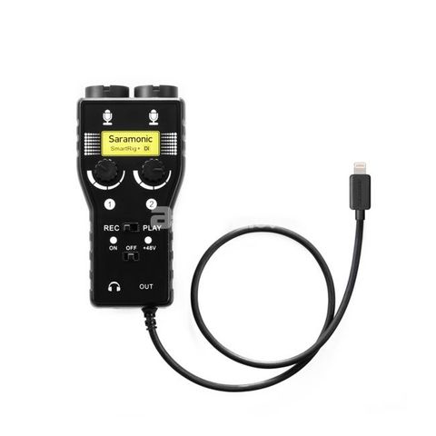 Two channel mic and guitar interface with lightning connector